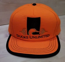 Vintage Ducks Unlimited Trucker Hat Hunting Hunter Orange Embroidered Logo *New*