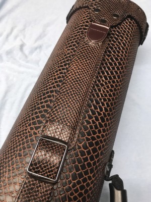 J&J 4 Butt 8 Shaft 4x8 Rollng Cue Case Brown/Black Lzard Embossed W