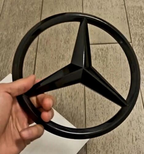 Mercedes Front GLÄNZEND SCHWARZ Grillabzeichen Abdeckung 18,8cm A C CLA GLA ML CLS E KLASSE - Bild 4 von 12