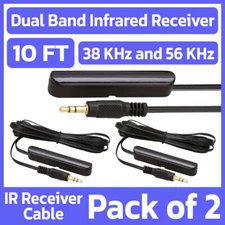 2 Pack IR Receiver Cable Dual Band Infrared Cord Dual Frequency Eye 38kHz 56kHz