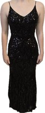Fashion Nova Black Sequin Beaded Prom Fitted Formal Dress, Size Small (E-25)