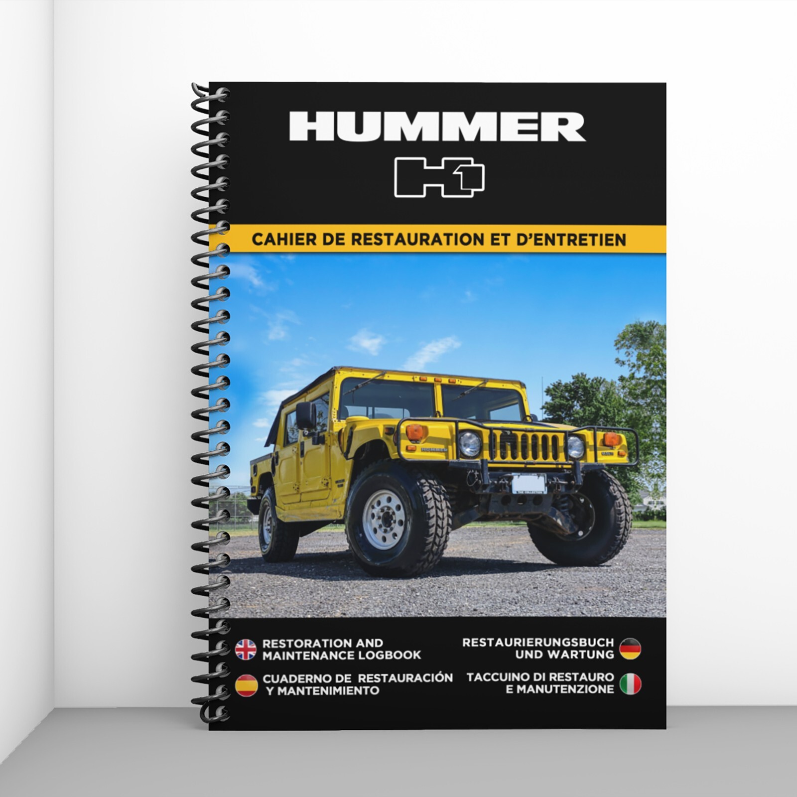 Livre de restauration Hummer H1 en édition reliée pour passionné de mécanique
