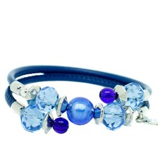Murano Glas Armband Blau Silber Handgemacht Venedig Italien Millefiori