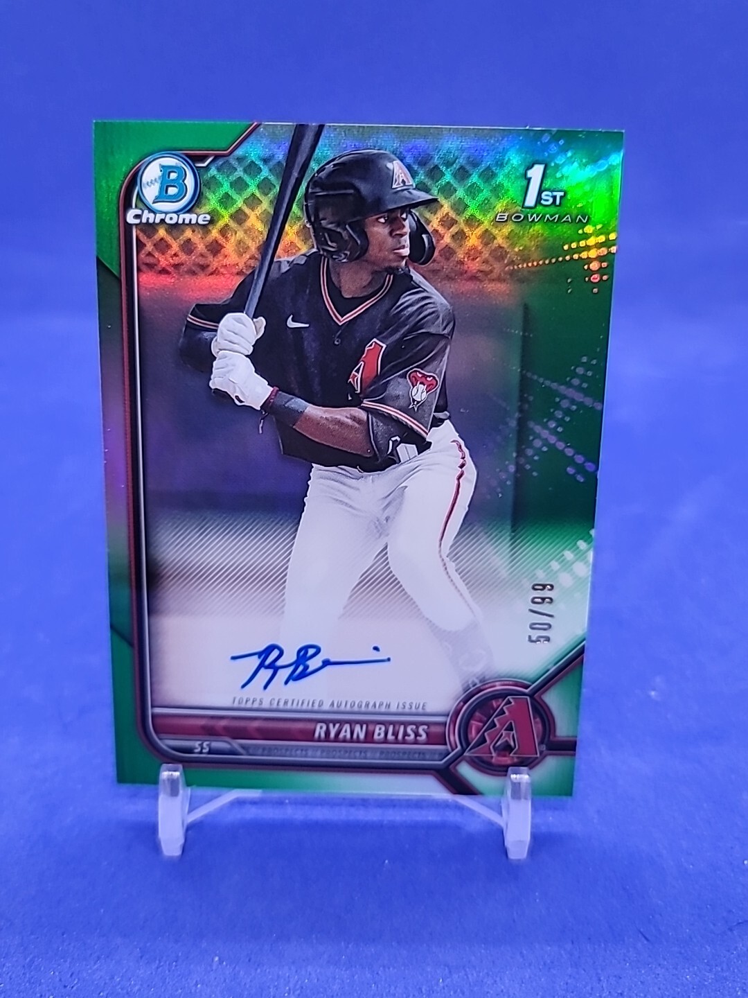 2022 Bowman Chrome Ryan Bliss 1st Auto True Green Refractor /99