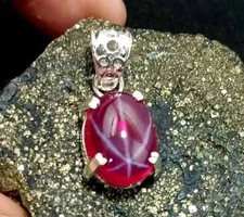 Certified 28 Ct+ Natural 6 Ray Star RUBY 925 Solid Silver Pendant Gemstone