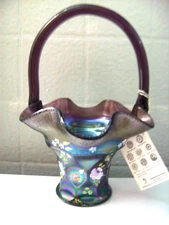 FENTON - J. POWELL (HP) PURPLE CARNIVAL STRETCH BASKET - GORGEOUS!!