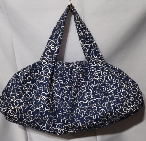 Chanel Logo Handbag Tote Bag Cotton Canvas Navy Off-white