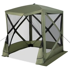 6.7 FT x 6.7 FT 4-Panel Pop up Camping Gazebo Quick-Set w / 2 Sunshade Cloths