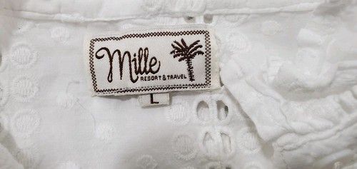 WHITE MILLE EYELET RUFFLE BUTTON DOWN BLOUSE L COTTAGECORE - Picture 6 of 8