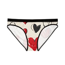 Hand-Painted Red Black Hearts Bikini Briefs Women's Underwear