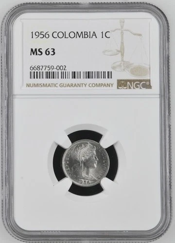 Colombia 1 Centavo 1956 NGC MS 63