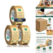 ecotru Kraft Paper Packing Tape Heavy Duty Brown 2 inch x 44 yd 3 Rolls