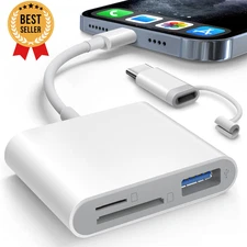 SD Card Reader for iPhone/iPad, Lightning & USB-C Dual Connectors, 3 Slots