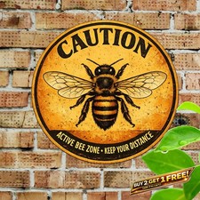 Beekeeping Warning Signs Honey Bee Farm Metal Decor 8x12