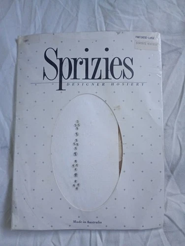 Large Sprizies Ivory Diamonte Miniseam Panithose Pantyhose Vintage 100% Nylon