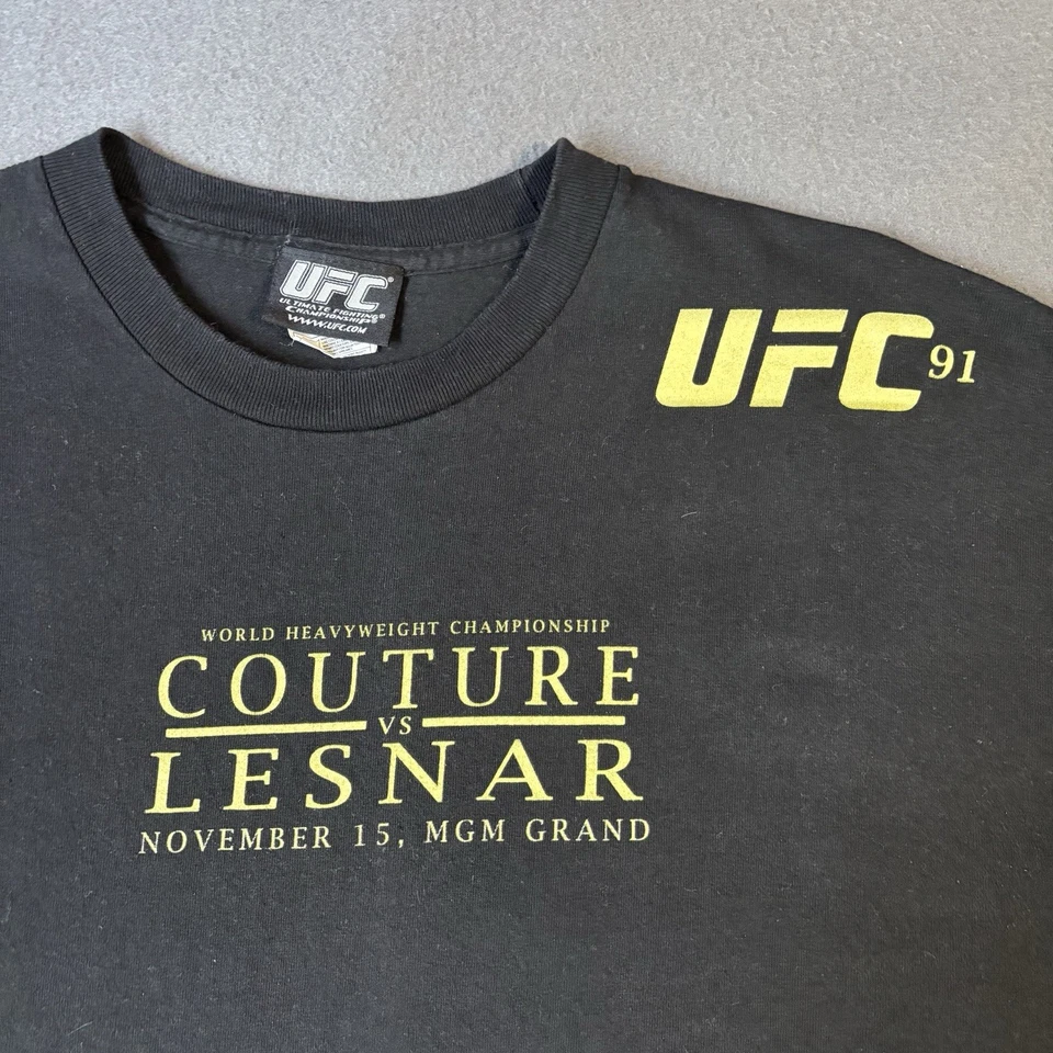 Camisa negra manga corta UFC 91 Randy Couture vs Brock Lesnar XL para hombre Foto 3 de 4