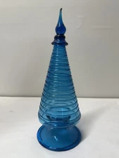 Matt Urban For Blenko. Limited Edition Tabletop Blue Christmas Tree Sculpture