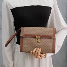 *RARE* Vintage GUCCI Clutch Hand bag Second bag Pouch Micro GG Authentic