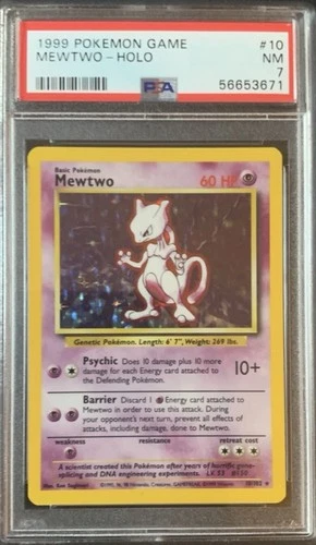 Pokémon Mewtwo Base Set 10/102 PSA 7 Holo Rare English Card