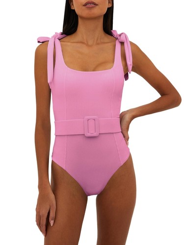Womens One Piece Swimsuit Belted 2024 Tummy Control Bathing Suits Square Neck...