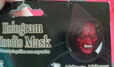 Hooded Devil Lucifer Red Mask w/ Ram Horns EyesCostume Mask Brown Hood Hallowern