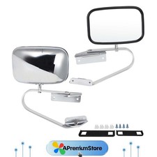 For Ford F-series Pickup Truck Stainless Steel Manual Mirrors Pair Set