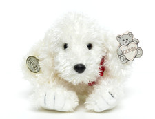 VTG GUND Dog Plush Scraps 1335 Red Bandana Ivory 14.5 Original Tags 1990