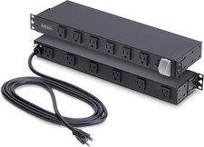 12-Outlet Rackmount PDU, 1U Server Power Strip, Wide-Spaced Right-Angle Ports, M