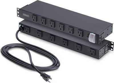 12-Outlet Rackmount PDU, 1U Server Power Strip, Wide-Spaced Right-Angle Ports, M