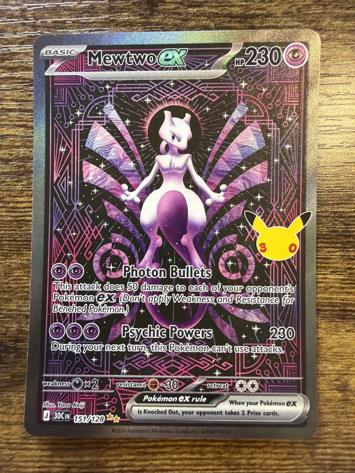 30th Anniversary Celebration Mewtwo EX Special Illustration Rare SIR NM 151/128