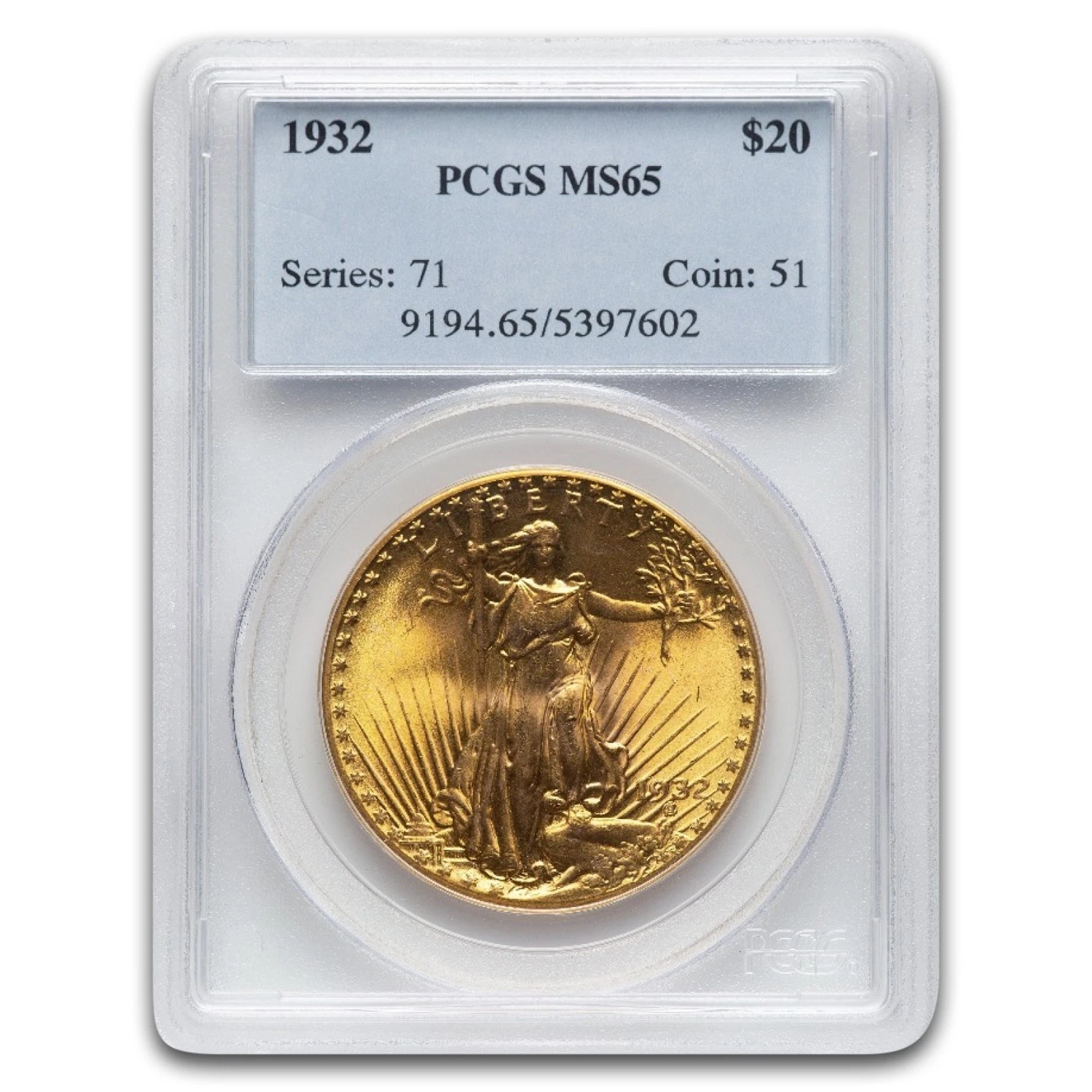 1932 $20 St Gaudens Gold Double Eagle MS-65 PCGS