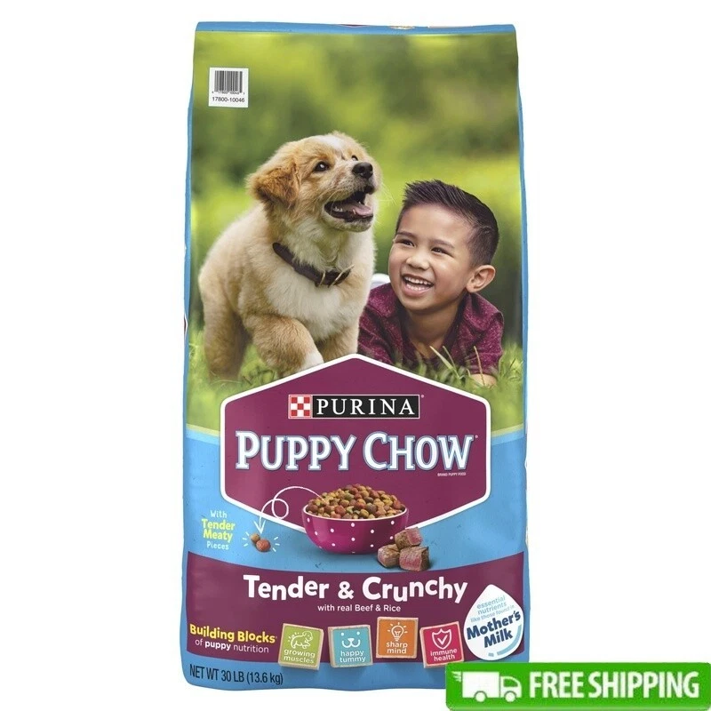 High Protein Puppy Food Tender Crunchy Kibble Beef DHA Dry Dog Food 30lb New