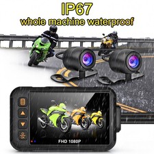 3" HD 1080P Motorcycle Dash Cam DVR Camera Waterproof Recorder Front Rear Cam