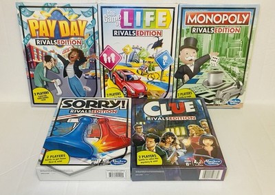 5 New Sealed Hasbro Games Rivals Edition - Life, Payday, Clue, Sorry & Monopoly