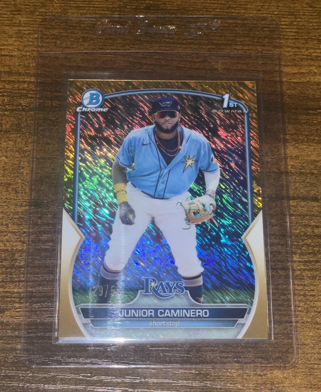 2023 Bowman Chrome #BCP-61 Junior Caminero Gold Shimmer Refractor /50 1st Bowman