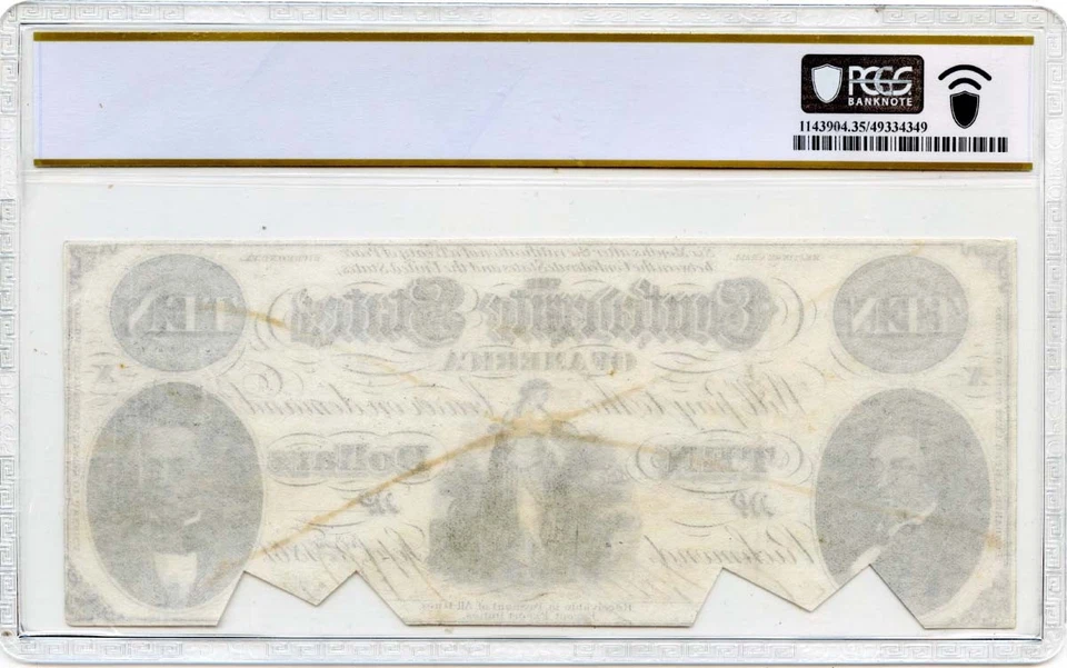 1861 $10 Confederate Currency CT-25/168B CSA Contemporary Counterfeit PCGS VF35 - Image 2 of 2