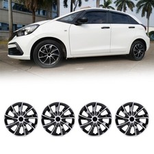 Universal 15 Inch Silver Black Abs Hubcaps Set Of 4 For Ford Toyota Nissan Honda