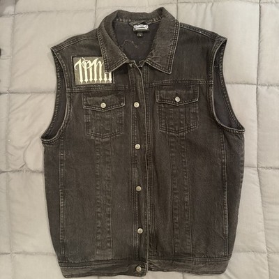 MISS MOLY Casual denim vest voor dames, mouwloos jeansjack met sierzakken, V -hals, vest, jeansvest, collegejas, wit, M