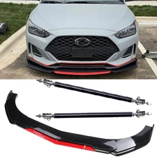 Front Bumper Lip Splitter Lower Spoiler Body Black+Red For Hyundai Veloster R