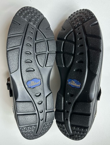 Dr. Comfort Lu Lu Women's Pebbled Black Leather T Strap Mary Janes Size 12 W - Picture 7 of 10
