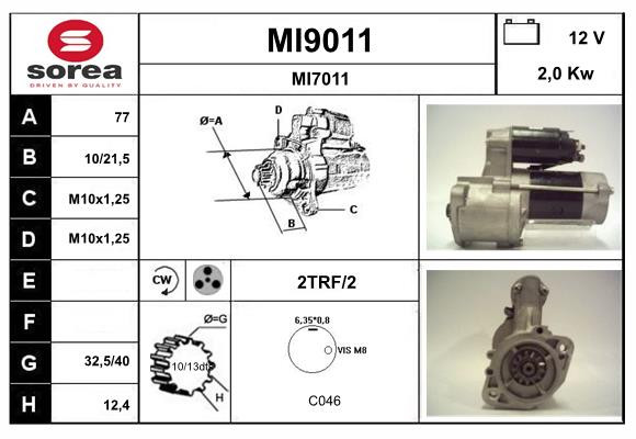 Démarreur SNRA MI9011 haute puissance pour Mitsubishi Pajero Canvas Top