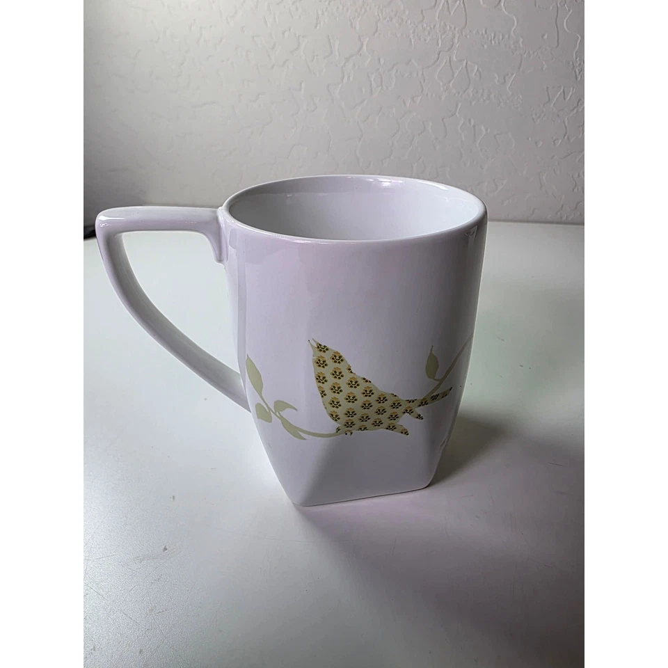 222 FIFTH White Green Red Chintz Birds Porcelain Coffee Mugs Set of 2 - Image 3 of 4