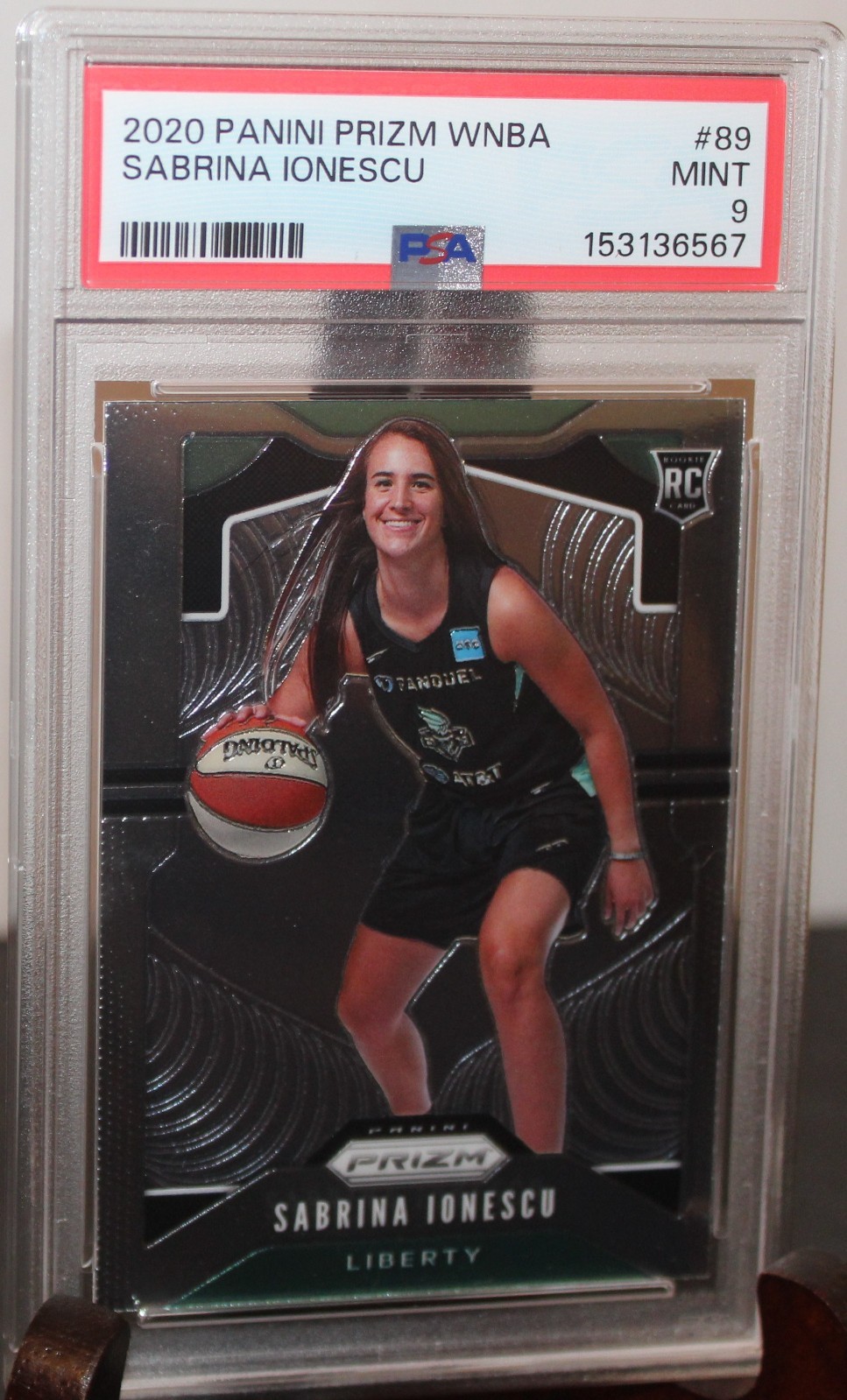 2020-21 Panini Prizm WNBA Sabrina Ionescu RC Rookie #89 Liberty PSA 9 view 4