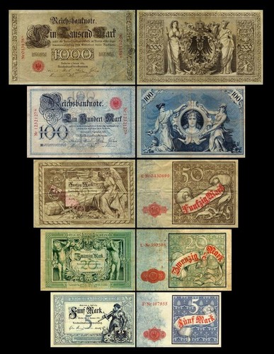 5 - 1000 Mark Reichskassenschein / Banknoten - Ausg. 1882 - 1884- Reproduktion  - Bild 1 von 3