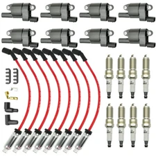 8Pack Ignition Coil+Spark Plug+Wire Set For Chevy Silverado 1500 GMC Tahoe UF742