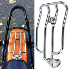 For Harley Sportster XL 883 12000 Fender Luggage Rack Solo Seat CHROME 2004-2022