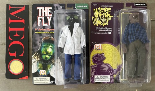 Mego Werwolf & The Fly Actionfiguren & Münze 8 Zoll Neu Mint Lot 2 beflockt - Bild 1 von 9