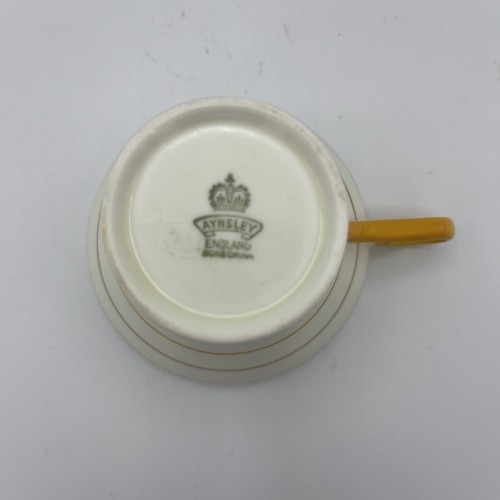 Seltene Aynsley Korsett Teetasse und Untertasse Bone China England Fuß MCM Orange Gold - Bild 7 von 12