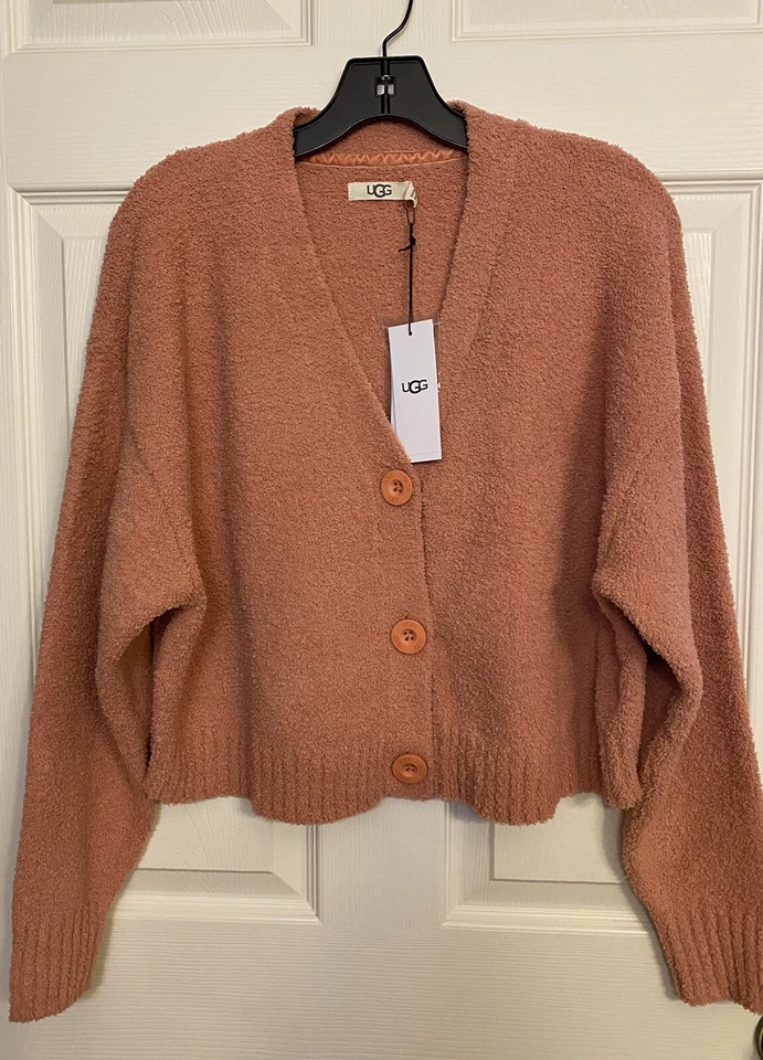 Auténtico UGG Mujeres NYOMI Cárdigan Recortado Suéter Calabaza Talla M Acogedor Suave