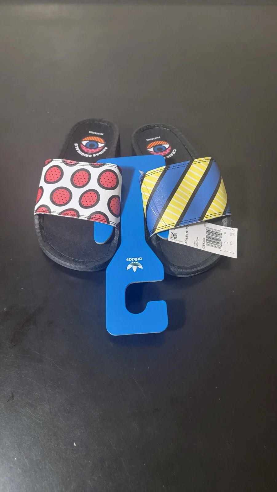 Sandali Adidas Adilette Boost GY5351 da uomo taglia 5 scivoli neri bianco scarlatto